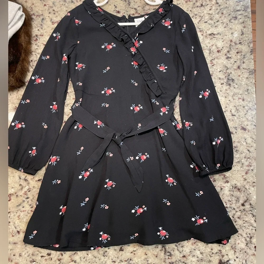 Toddler Gap dress and tights and lands end faux fur hooded vest 4T retail $132